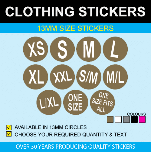 13mm Circle Clothing Size Stickers