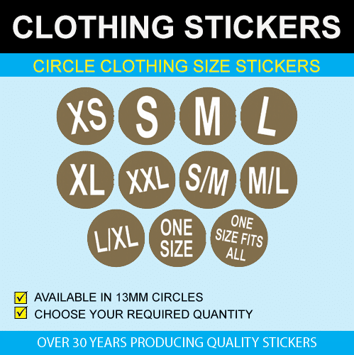 Circle Clothing Size Stickers