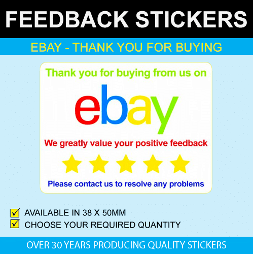 Ebay - Thank You For Buying From Us Stickers - 38 x 50mm (1.5 x 2 Inches)