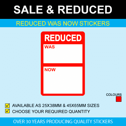 Reduced Was Now Stickers 