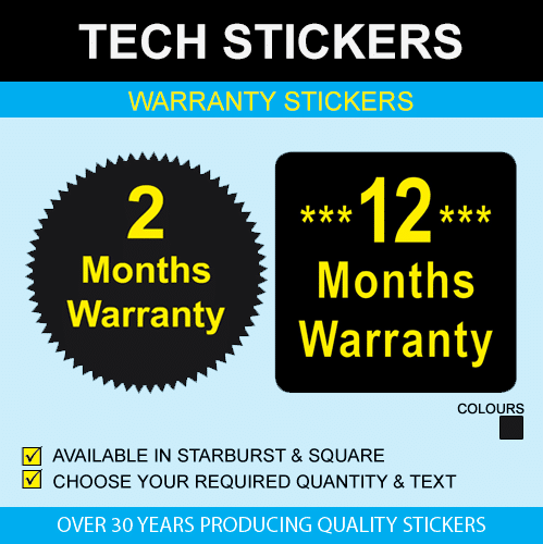 41mm Starburst 18 Months Warranty Stickers Various Pack Sizes Available 