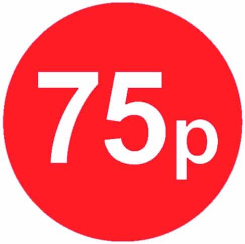 Price Sticker 75 £ Red Price Stickers - 45mm | eBay UK