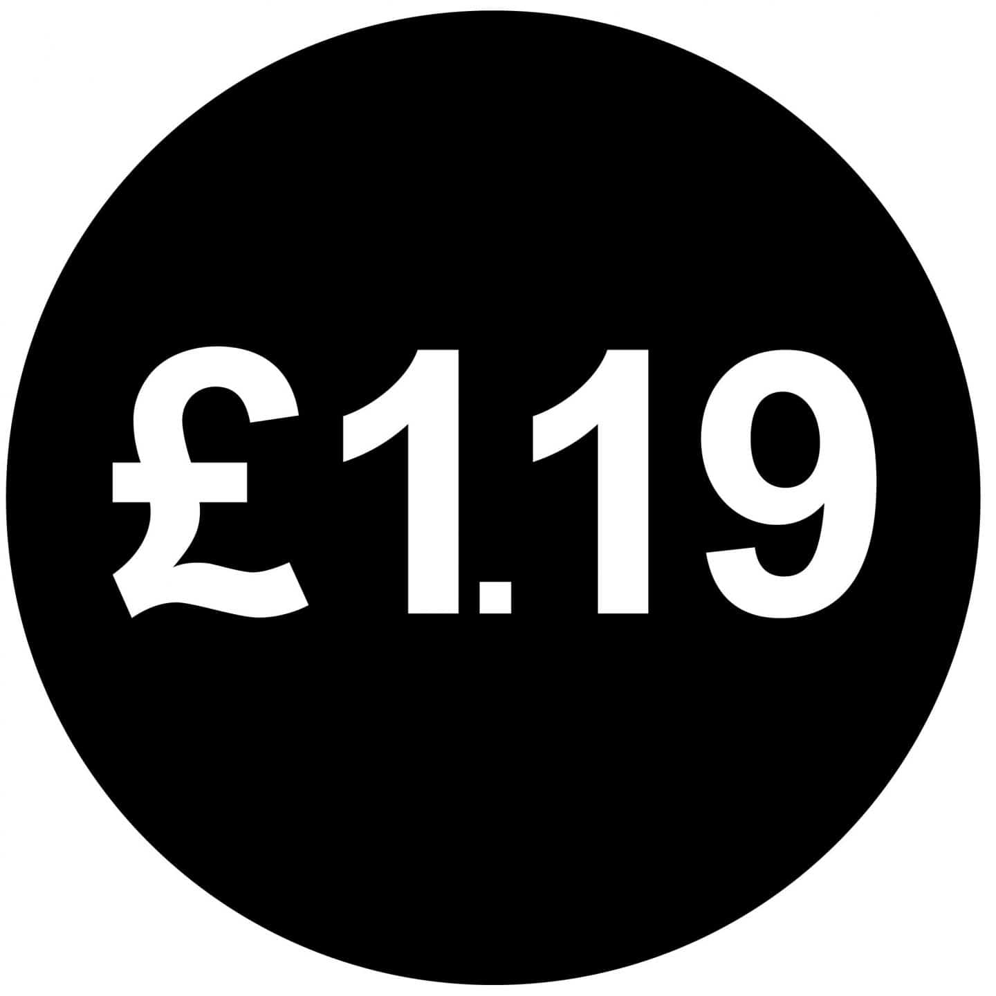 £ Black Price Stickers 30mm 