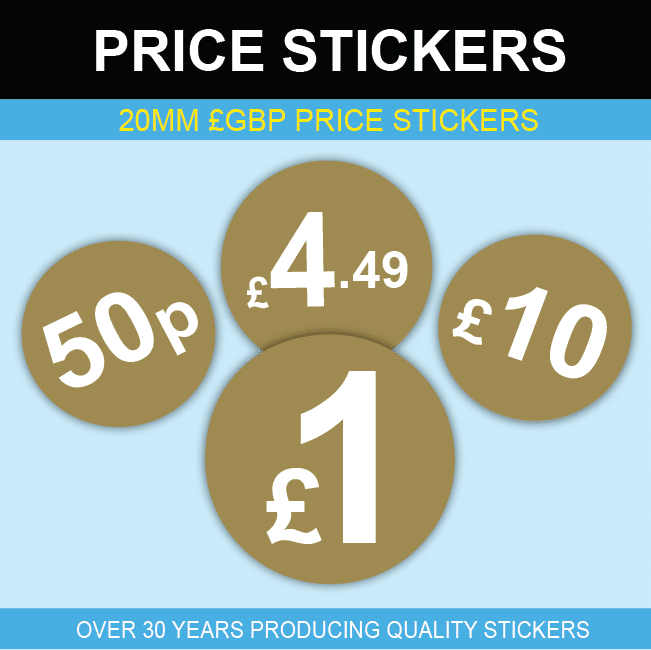 /£1.50 13mm 500 /£ Gold Price Stickers