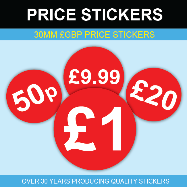 Bright Red Euro € Price Point Stickers Swing Tag Labels 30mm Sticky Labels 