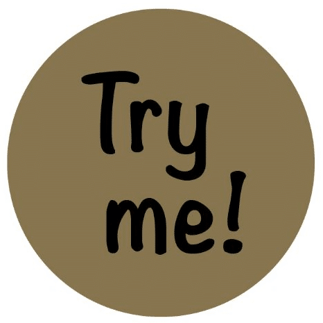 'Try me!' Stickers Choose Your Size & Colour Labels