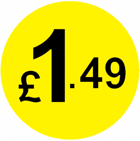 £ Yellow & Black Price Stickers - 45mm | eBay UK