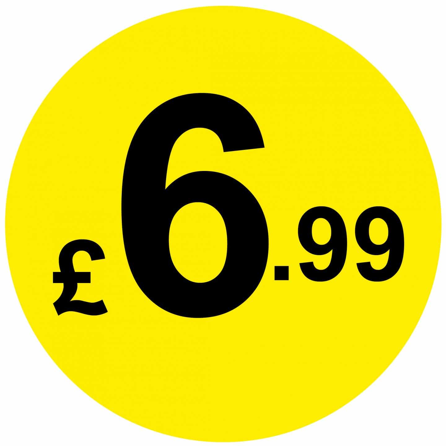 £ Yellow & Black Price Stickers 45mm 