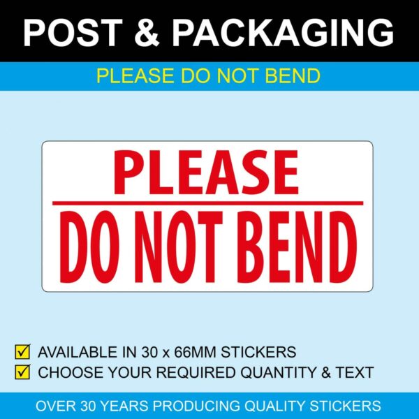 Please Do Not Bend Labels Self Adhesive Small Medium Large Stickers 