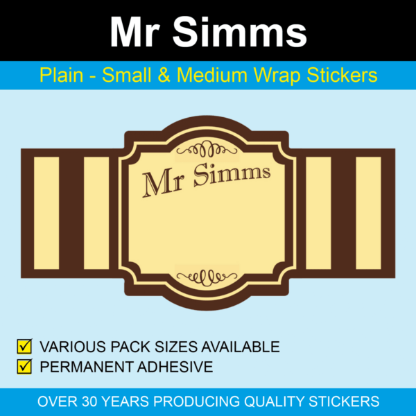 Mr Simms Small & Medium Plain Wrap Stickers