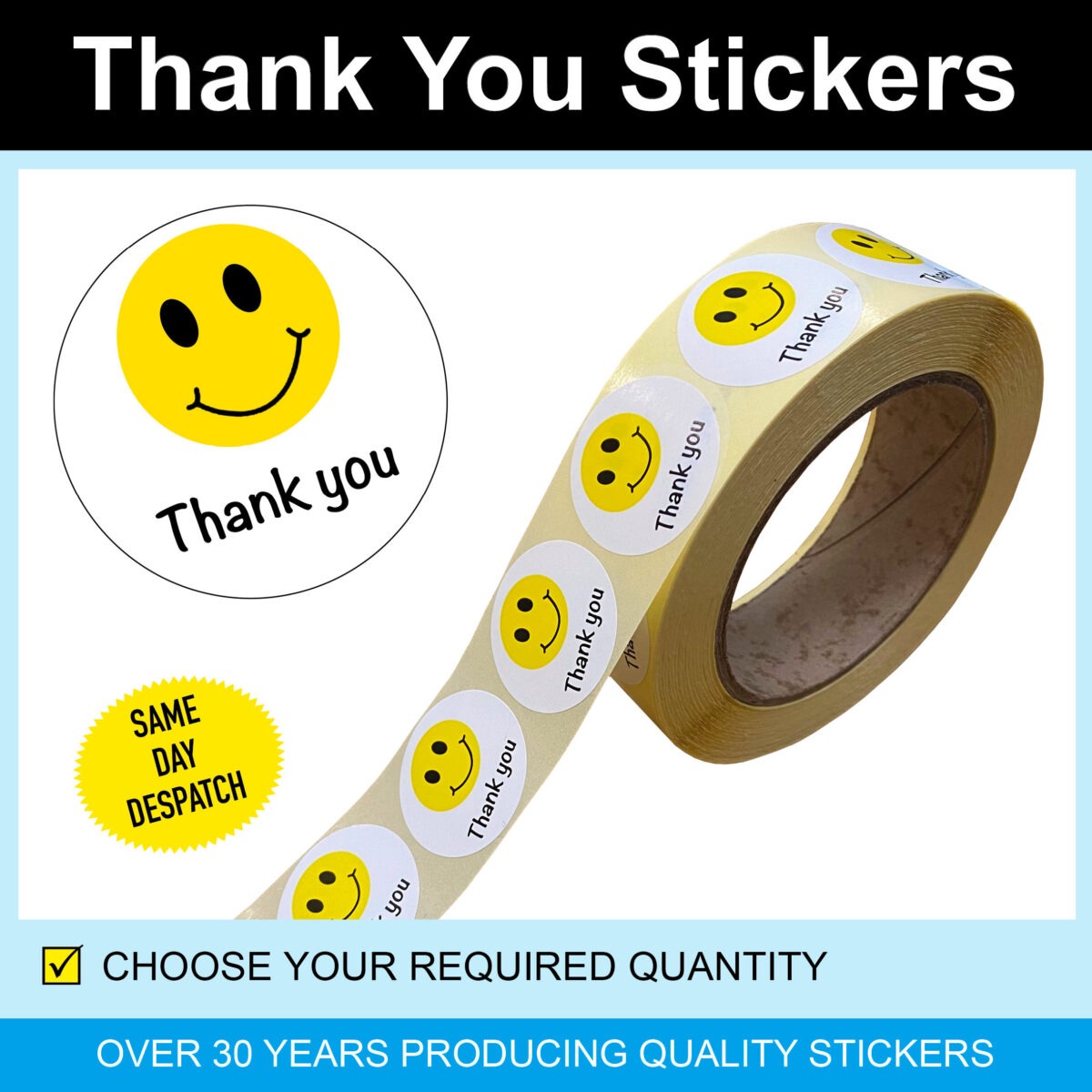 Thank You Smiley Sticker - Design 6