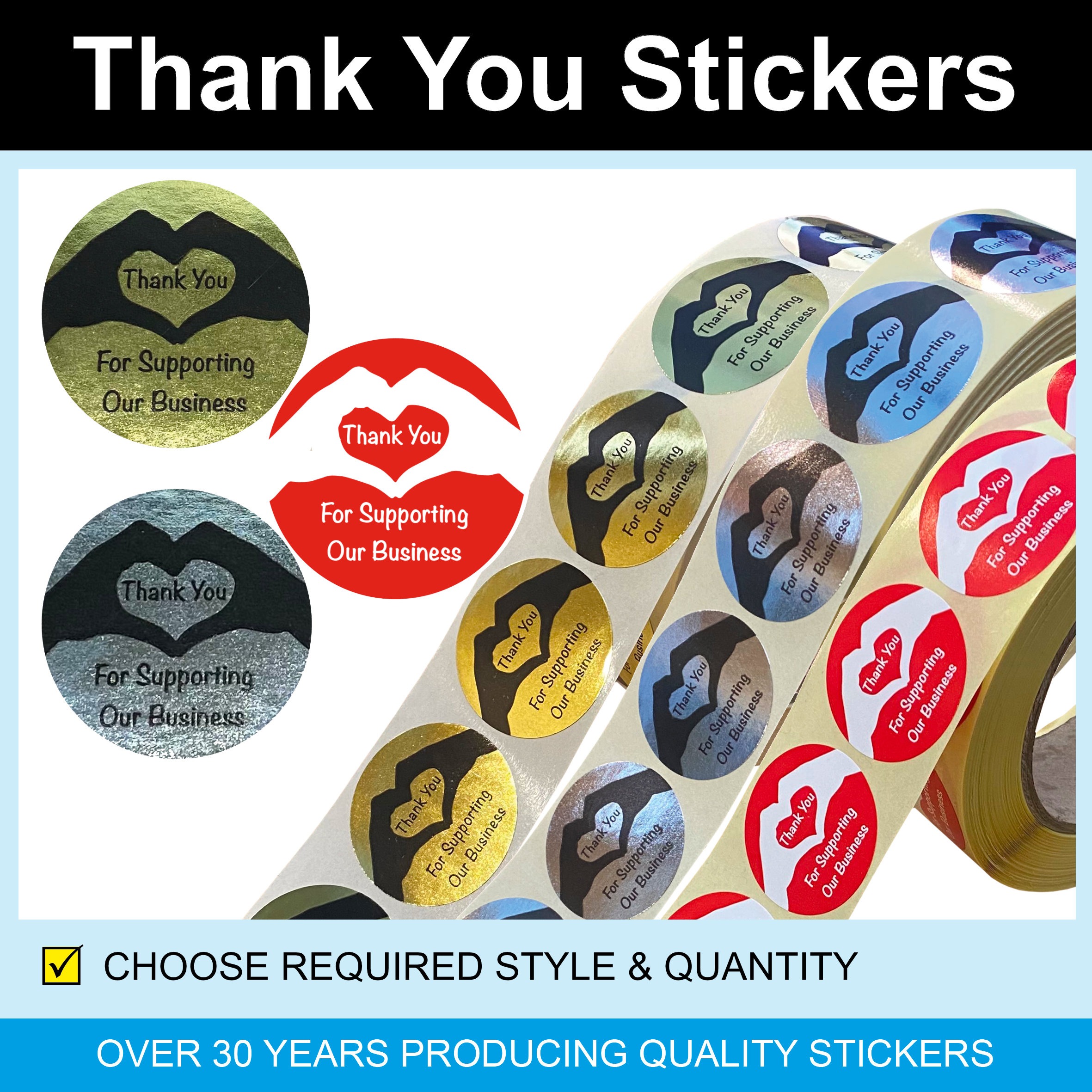 35mm Circular Thank You Stickers - Design 16 - Price Stickers