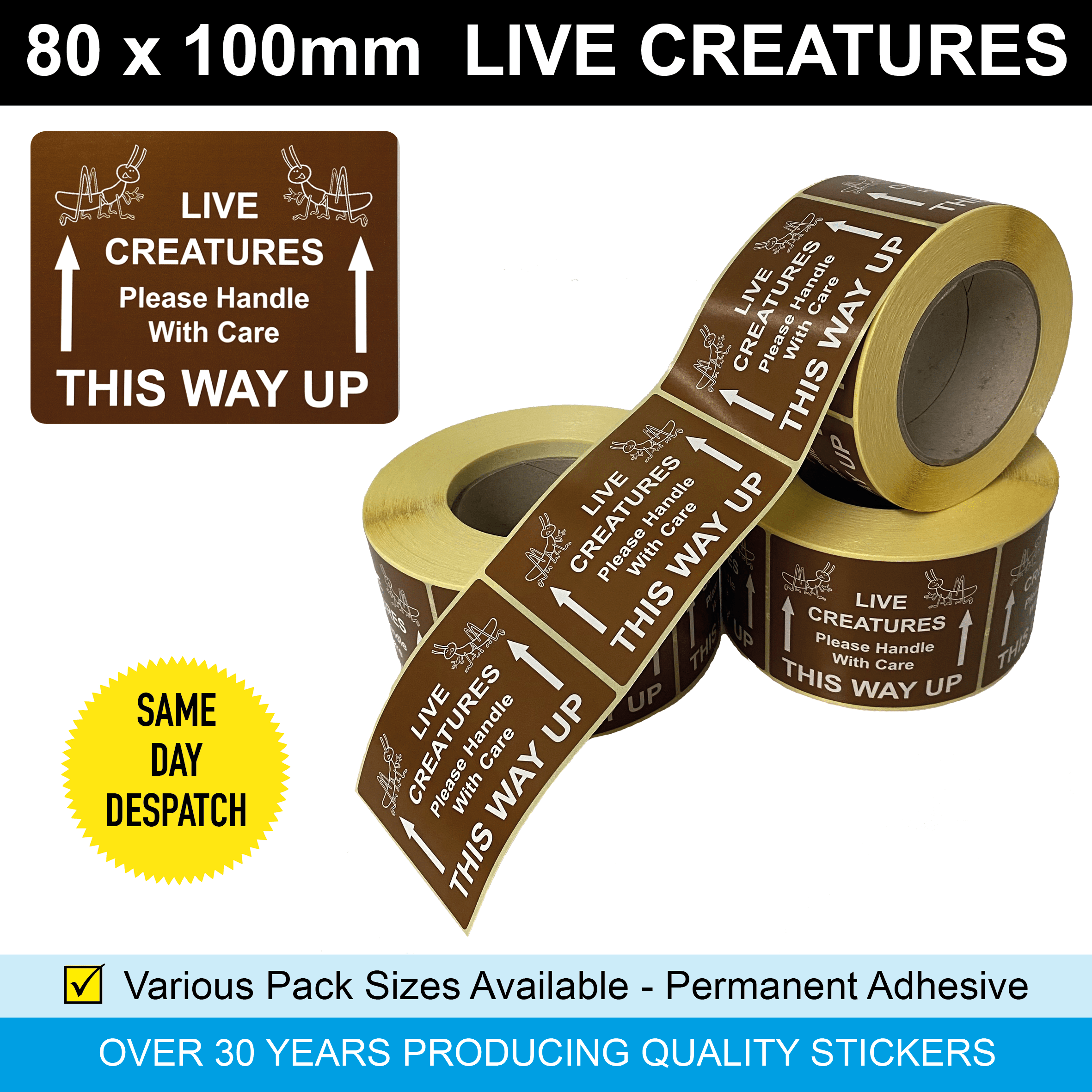 30 x 66mm Stickers Live Plants Live Creatures / Urgent Urgent 